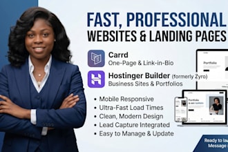 design redesign a responsive zyro website carrd page or hostinger builder site