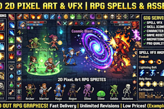 create pixel art vfx spell animation skill icons particle effects game assets
