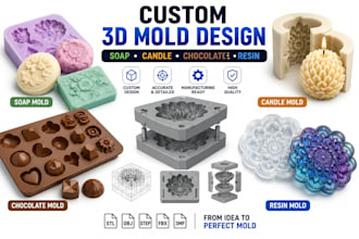 design custom silicone soap, candle, chocolate and resin molds for manufacturing