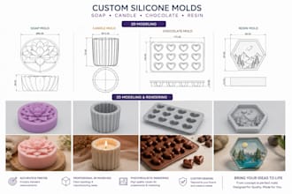 design custom silicone soap, candle, chocolate and resin molds for manufacturing