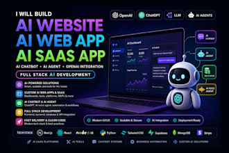 build ai web app, ai saas, chatgpt app, full stack ai development, ai website