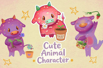 create cute animal characters for kids products and branding