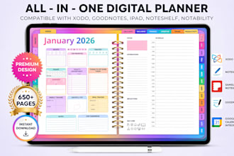 etsy digital planner, hyperlinked planner, etsy digital product, digital journal