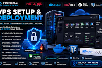setup vps server install n8n docker open webui postgresql firewall hetzner erp