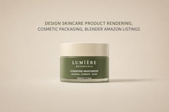 design skincare product rendering, cosmetic packaging, blender amazon listings