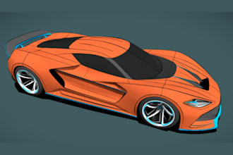 create custom 3d rc car model for 3d printing, simulation and rendering with