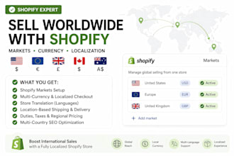 setup shopify markets, multi currency and localization