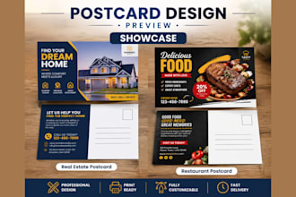 create professional postcard design, marketing flyer, and eddm postcard