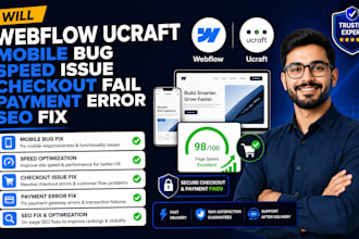 webflow ucraft mobile bug speed issue checkout fail payment error seo fix