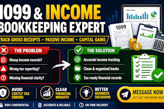 manage 1099 bookkeeping, gross receipts, passive income and capital gains
