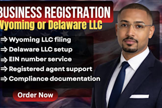 form wyoming or delaware llc with ein and registered agent support
