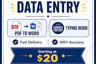do data entry, PDF to word, and typing work