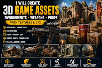 create 3d game assets game environments weapons game props with textures gfx