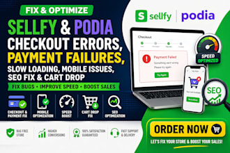 sellfy podia checkout bug payment fail slow load mobile issue SEO fix cart drop