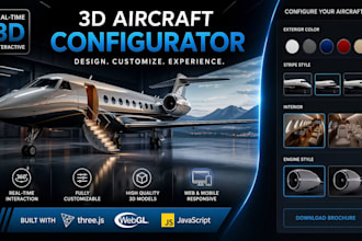 build a 3d airplane configurator for web using threejs and webgl