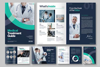 design medical brochure, home care trifold bifold brochure for marketing catalog