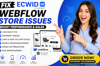 ecwid webflow checkout fix payment error mobile bug speed seo cart issue