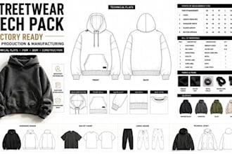 create streetwear tech packs for hoodies tees and apparel manufacturing
