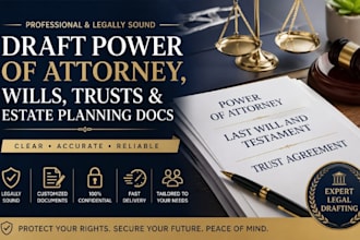 draft power of attorney, wills, trusts and estate planning docs