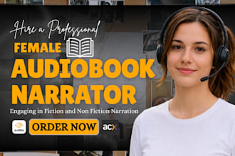 be your american female voice over narration for your debut novel for acx ready