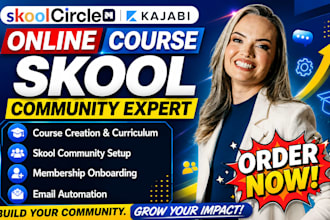 skool community setup, online course creation and community manager