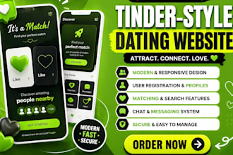 create tinder style dating websites with modern UI matching system