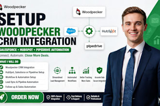 setup woodpecker crm integration salesforce hubspot pipedrive automation