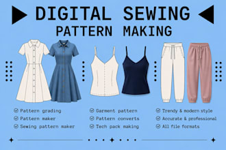design amigurumi crochet dress sewing pattern for cloth garment grading in pdf