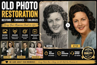 restore old photos, repair damaged photos, colorize black and white photo