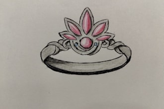 desiign original hand drawn jewelry concepts ring and necklace