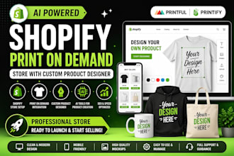 create an ai powered shopify print on demand store with custom product designer