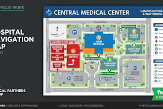 design campus map, school map, office directory map, building layout