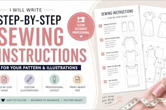 create sewing instructions, step by step guide pattern and illustrations guide