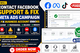 contact facebook support fix meta ads campaign and fix business account errors