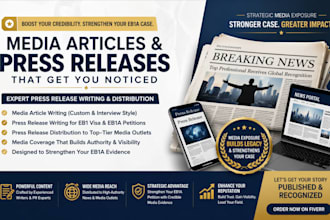 publish media articles and press release distribution for eb1a profile