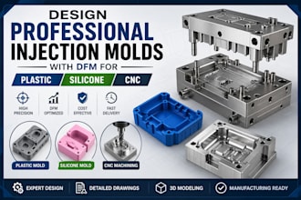 design professional injection molds with dfm for plastic, silicone, cnc