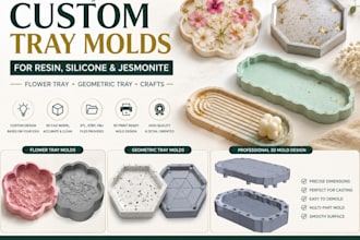 design custom flower and geometric tray molds for resin and jesmonite
