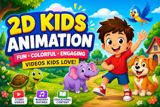 create viral 2d kids animation videos for youtube kids channel growth