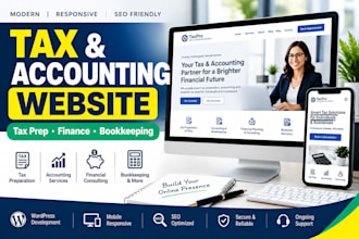build income tax website tax prep finance landing page accounting website