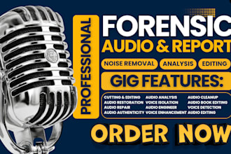 do forensic audio analysis, audio editing, noise reduction, voice detection