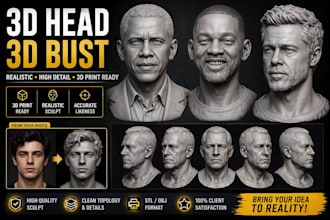 realistic 3d head 3d bust 3d sculpture figurine potrait 3d head figure 3d face