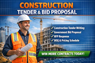 write construction tender, bid proposal and rfp response for government contract