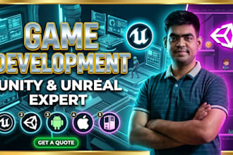 develop mobile and PC games using unity and unreal engine