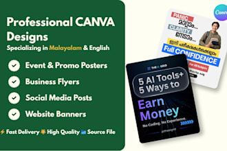 design stunning malayalam and english canva posters