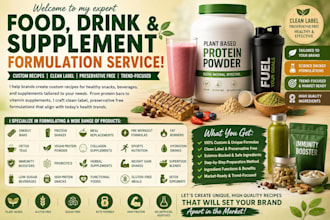 develop food, beverage and supplement product formulation, protein powder recipe
