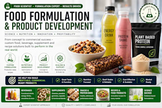 develop food formulation, beverage, supplement and recipe product development