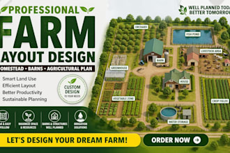 design farm layout, homestead plan, barn and agricultural design
