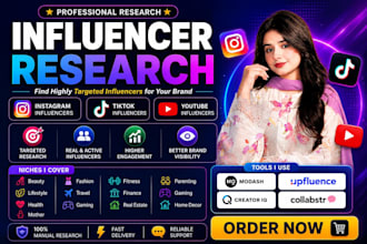 build targeted influencer list for instagram, tik tok and youtube