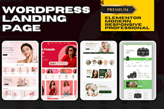 design modern wordpress landing page with elementor pro woocommerce product page