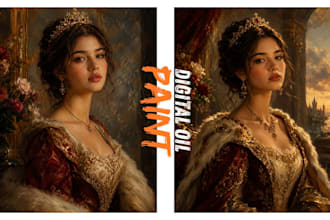 turn your photo into cinematic digital oil painting portrait for gifts and wall